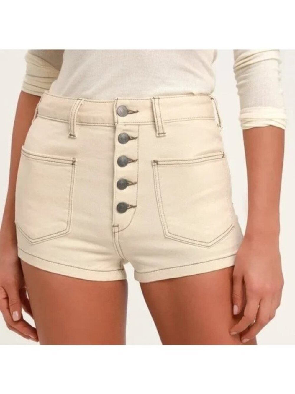 Free People Bridgette White Denim Shorts